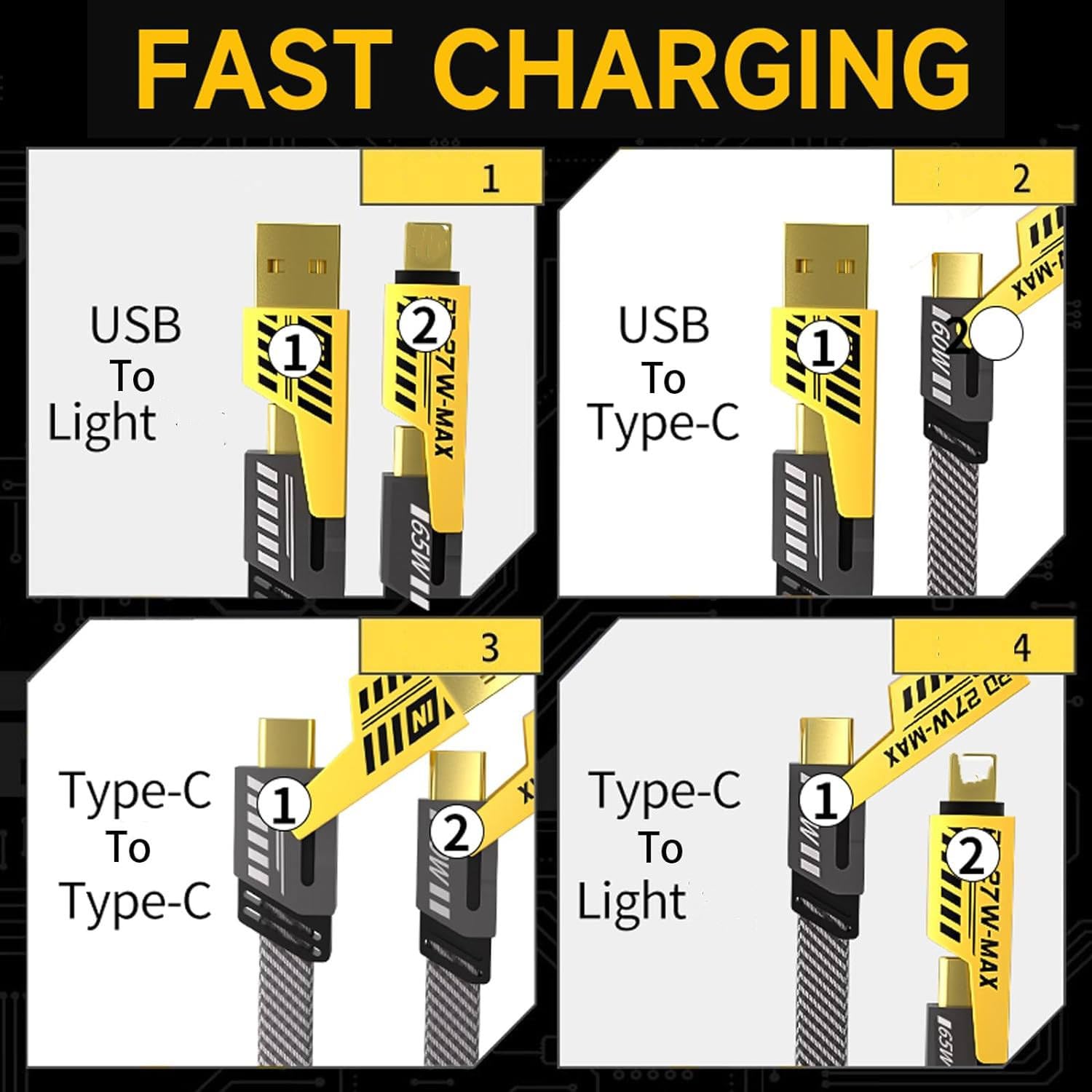 4-in-1 Multi USB Charging Cable – Fast PD Charger for iPhone, iPad, Samsung & MacBook
