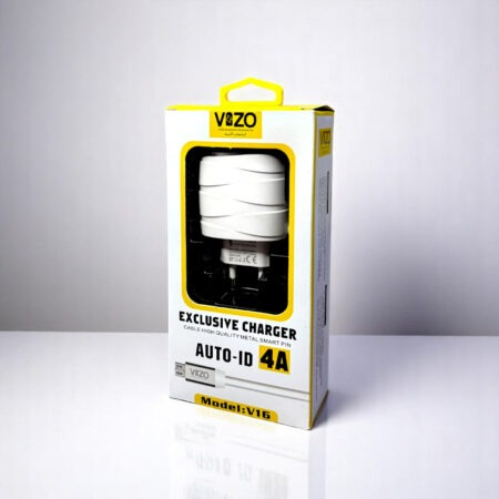 Vizo V16 4A Smart Fast Micro USB Charger | 3 USB Ports + Built-in Micro USB Cable | Multi-Port Android Mobile Charger | Universal USB Wall Charger (100–240V)