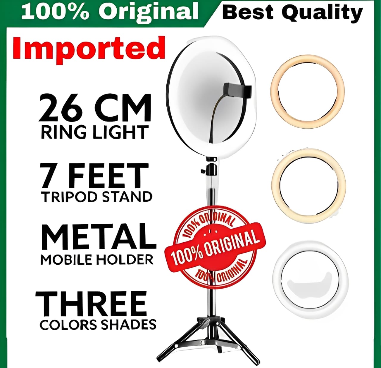26CM LED Ring Light with Mobile Holder & 7ft Tripod Stand | USB Dimmable Selfie Ring Light for Photography & Videography