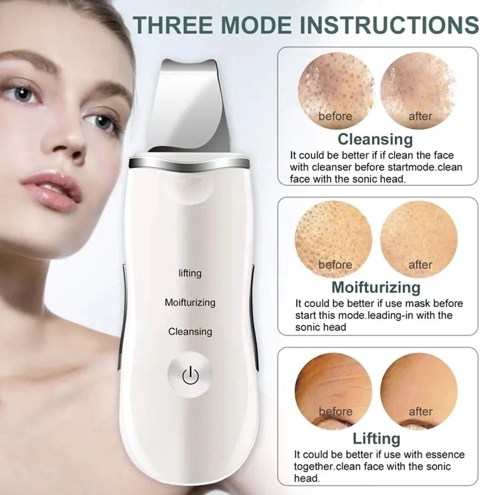 Rechargeable Ultrasonic Skin Scrubber – Deep Cleansing Facial Spatula