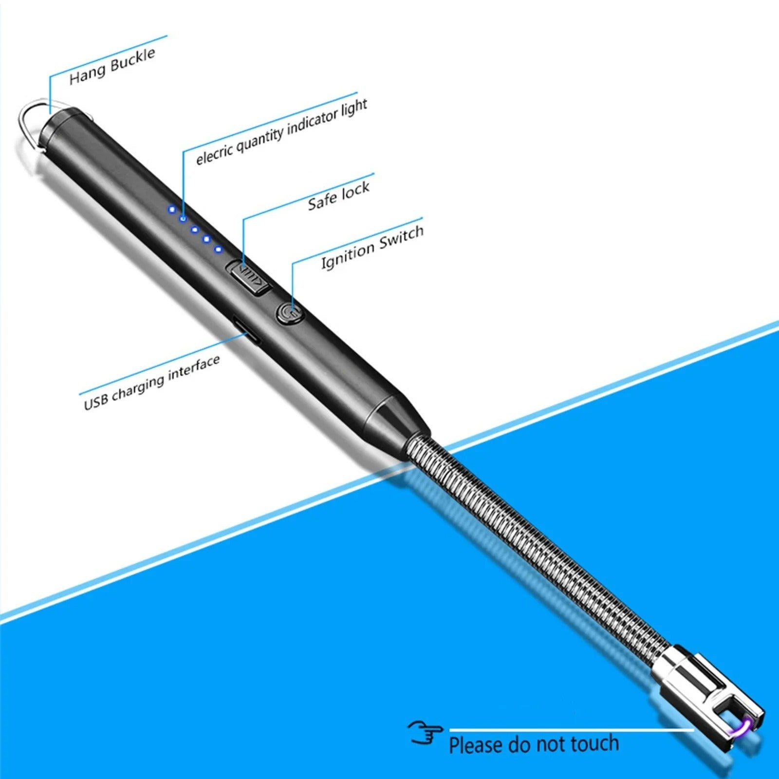 360° USB Rechargeable Electric Arc Lighter | Flexible Neck | Windproof Outdoor & Kitchen Lighter with Safety Lock