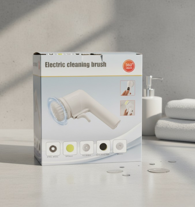 Electric Cleaning Brush with Multiple Attachments | 360° Rotating Power Scrubber for Kitchen & Bathroom Cleaning