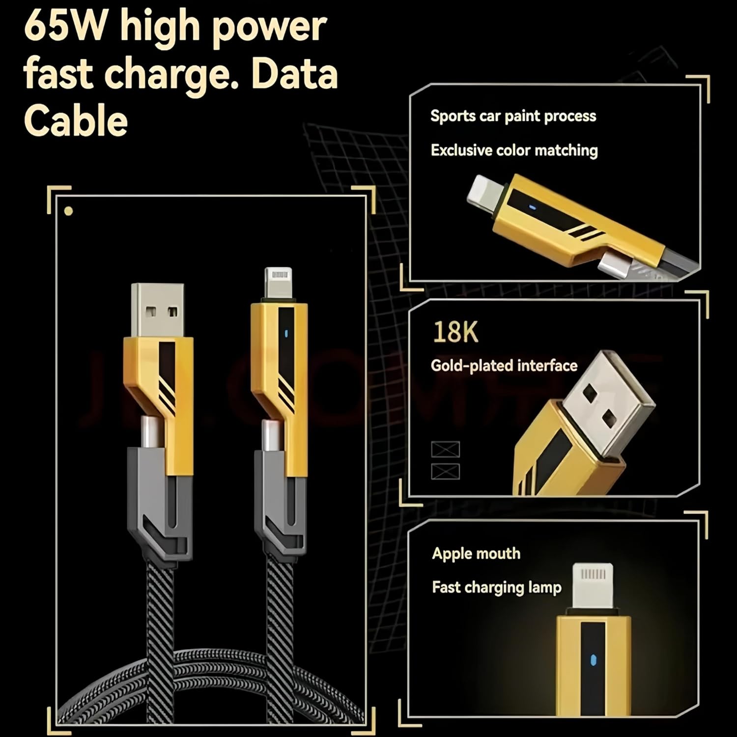 4-in-1 Multi USB Charging Cable – Fast PD Charger for iPhone, iPad, Samsung & MacBook