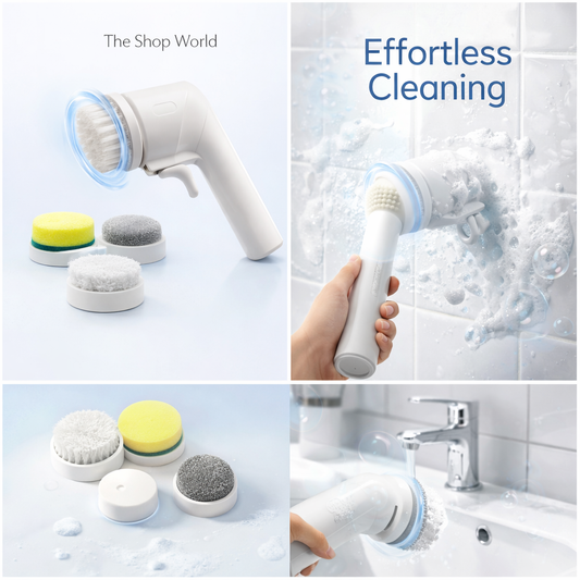 Electric Cleaning Brush with Multiple Attachments | 360° Rotating Power Scrubber for Kitchen & Bathroom Cleaning