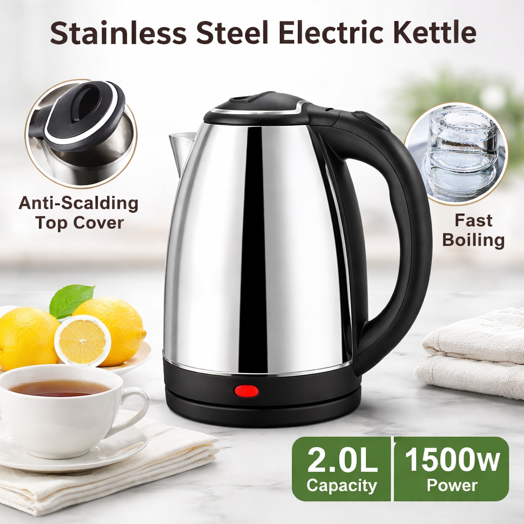 Premium Electric Kettle | Polished Body | Fast Boil | Automatic Shut-Off & Boil-Dry Protection