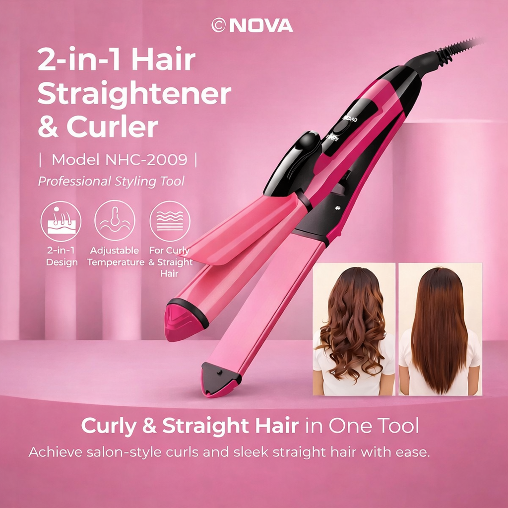 Nova 2-in-1 Hair Straightener & Curler