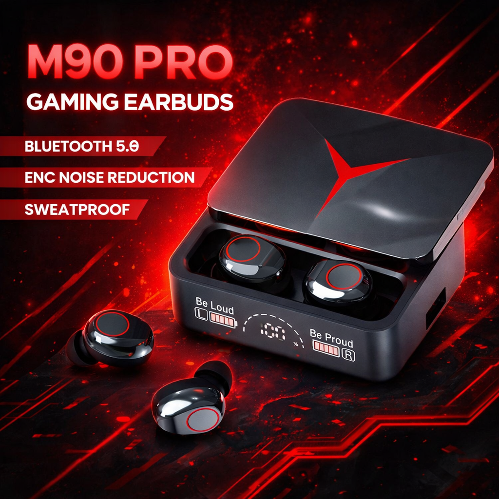 M90 Pro Gaming Earbuds – Bluetooth 5.3 Wireless Earphones with ENC Noise Reduction