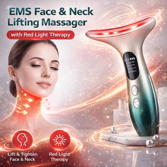 EMS Face & Neck Lifting Massager with Red Light Therapy