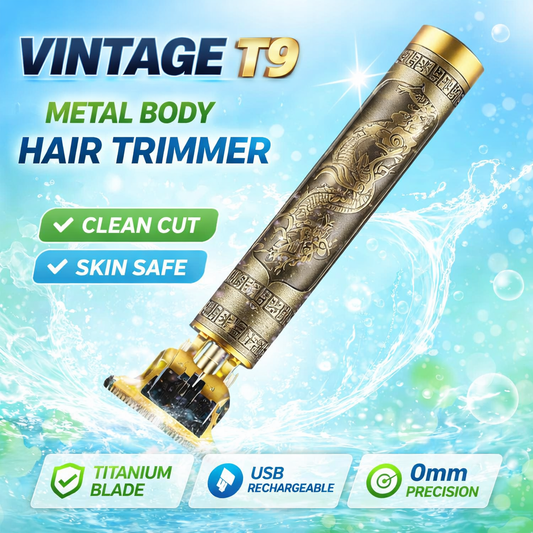 Vintage T9 Professional Hair Trimmer for Men | Metal Body Beard Trimmer | USB Rechargeable Shaver