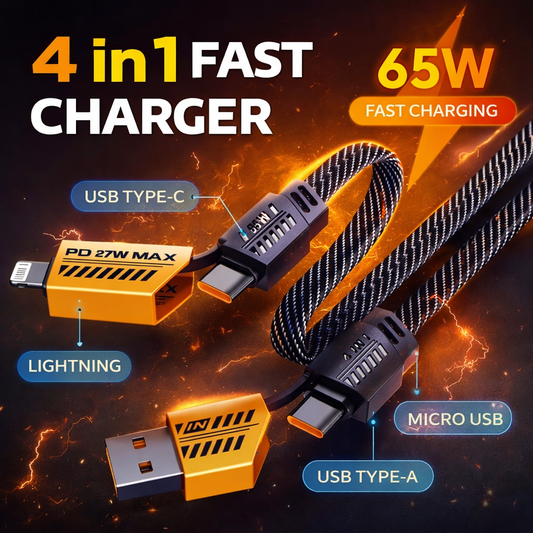 4-in-1 Multi USB Charging Cable – Fast PD Charger for iPhone, iPad, Samsung & MacBook